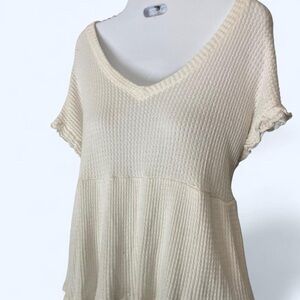 Cream knit ruffle hem top Alya L